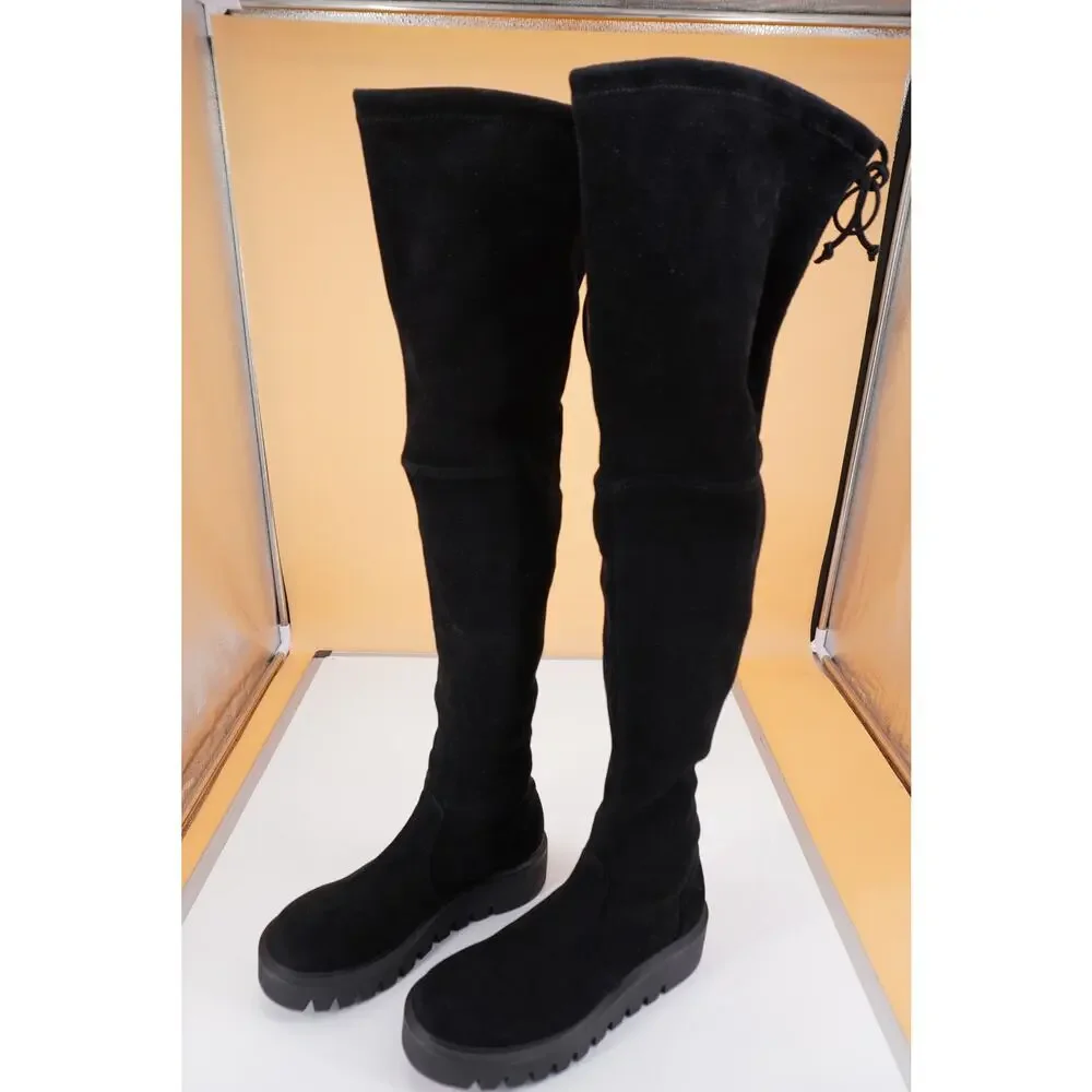Stuart Weitzman Chalet City Lug Sole Over-the-Knee Boot SZ 6 Black Tie NIB $950